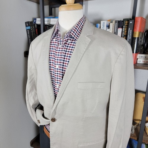 INC International Concepts Mens Sport Coat Two Button Gray Beige Linen Blend XL - Picture 8 of 16
