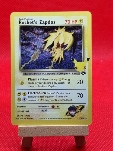 Rocket's Zapdos 15/132 Pokemon 25th Celebrations Rare Holo bleed Card Mint - Picture 1 of 2
