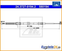 Seilzug, Feststellbremse Ate 24.3727-0194.2 FüR Vw