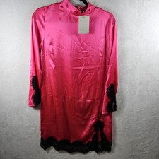 NWT Asos Mini Dress Size 6 Bright Pink Lace Trim Satin Party Occasion Evening