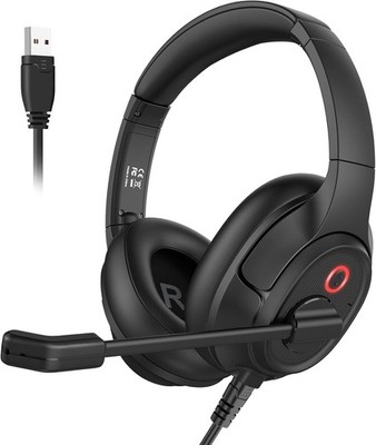 EKSA H2 USB Headset mit Mikrofon für PC Laptop, Computer Universal, schwarz