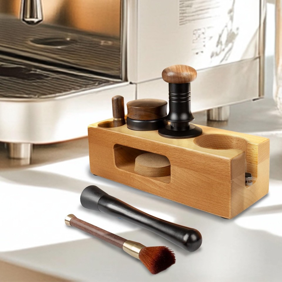 Stazione Pressacaffè Tamperstation 51 Mm In Rovere - Perfetta Per Macinato E Portafiltri | Stabile, Antiscivolo E Senza Plastica