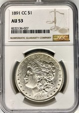 NGC AU 53 1891-cc Morgan Silver Dollar (Carson City Mint)