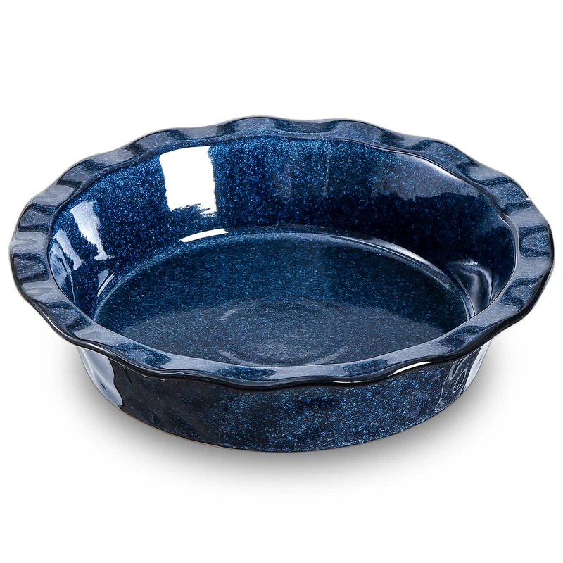 Vicrays Ceramic Pie Pan For Baking - 9 Inch Pie Plate Round Fluted And Deep Pie