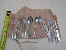 VINTAGE ALUMINUM CHILD DOLL FLATWARE SET KNIFE FORK SPOON GERMANY KITCHEN TOY