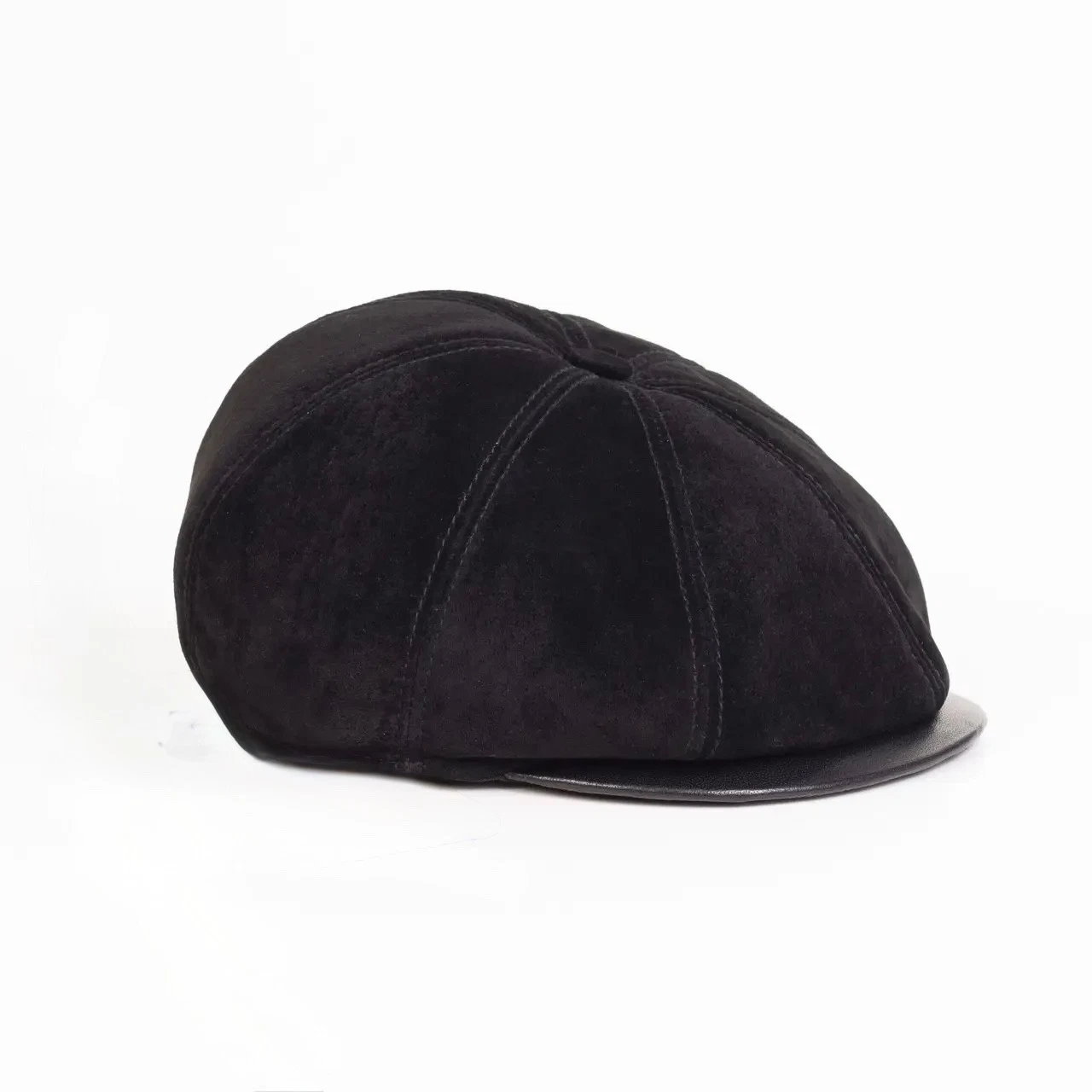 Handmade Lambskin Ivy Hat – Real Suede Leather Cabbie Beret Newsboy Flat Cap for