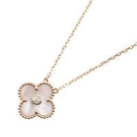 Van Cleef & Arpels Vintage Alhambra Diamond Necklace 18KRG Mother of Pearl Women