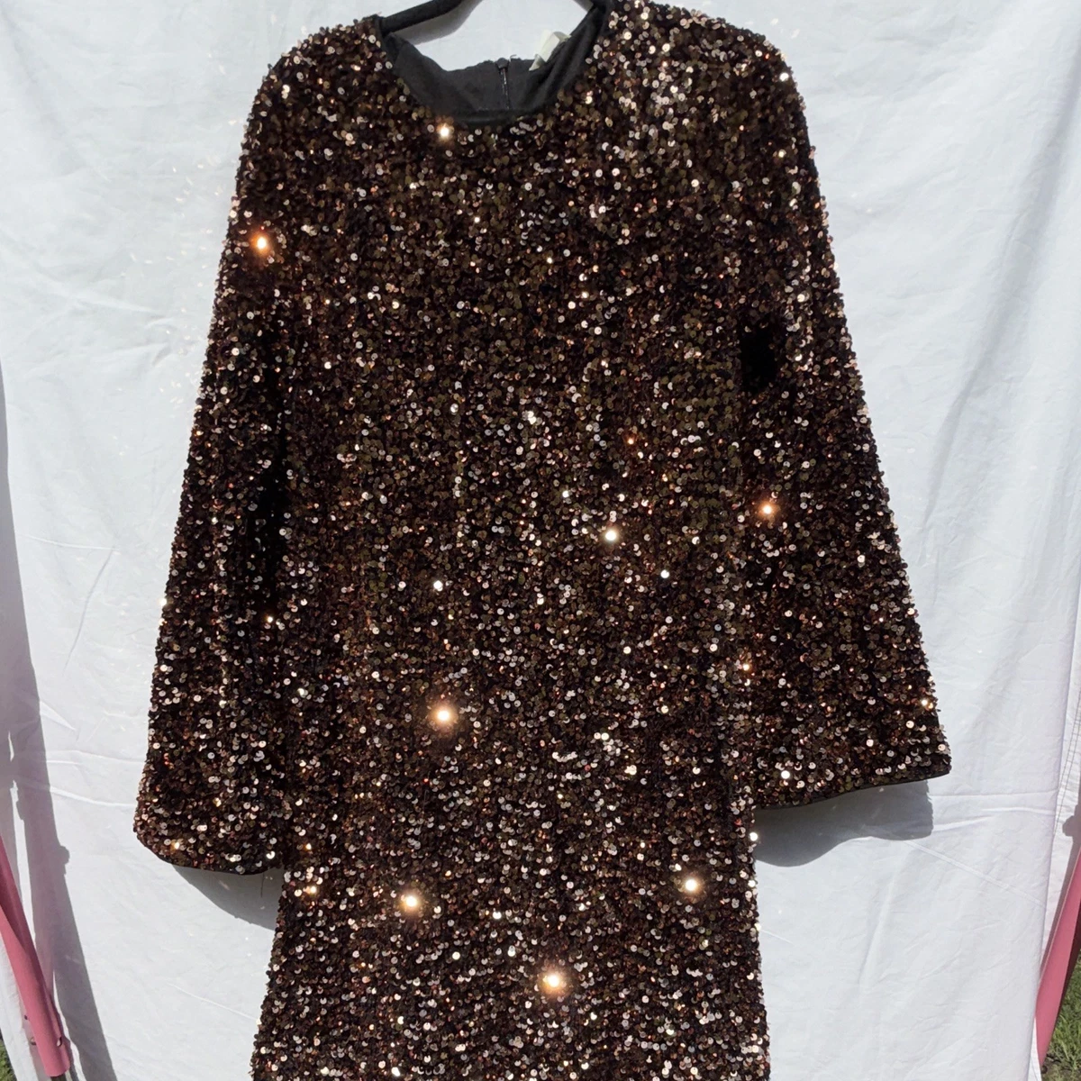 mini sequin dress long sleeve Ramy Brook Leon Beaded Sequin Cowl Neck Mini Dress in Black main image 0