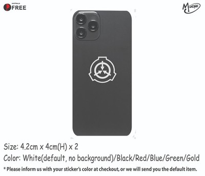 2x SCP FOUNDATION Mobile Stickers Reflective Metallic Color Cell Phone Decals