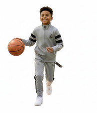 Air Jordans Kids Grey Black 2 PC Track Suit Set Size 5 Full Zipper New Tags