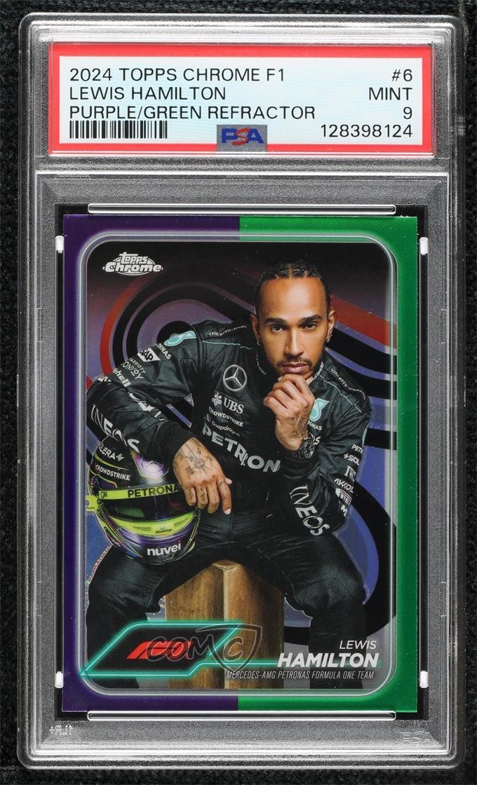 2024 Chrome Formula 1 Purple & Green Refractor Lewis Hamilton #6 PSA 9 MINT 1i3m