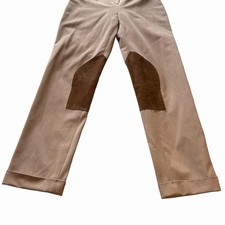 Vintage Ralph Lauren Equestrian Riding Pants Women  s 8 Tan Suede Knee Patch