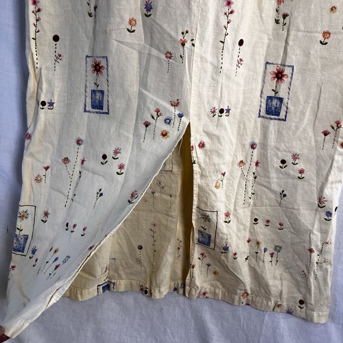 Hot Cotton Vintage 90s Yellow Floral Cottage Maxi Dress Linen Cotton Medium USA - Picture 17 of 24