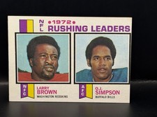 1973 Topps 1972 NFL RUSHING LEADERS #1  O.J. SIMPSON Bills LARRY BROWN MT-NM OC