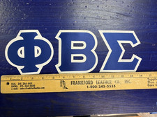 Phi Beta Sigma 4" Greek Twill Sew On Letters Royal/White Adhesive Backing