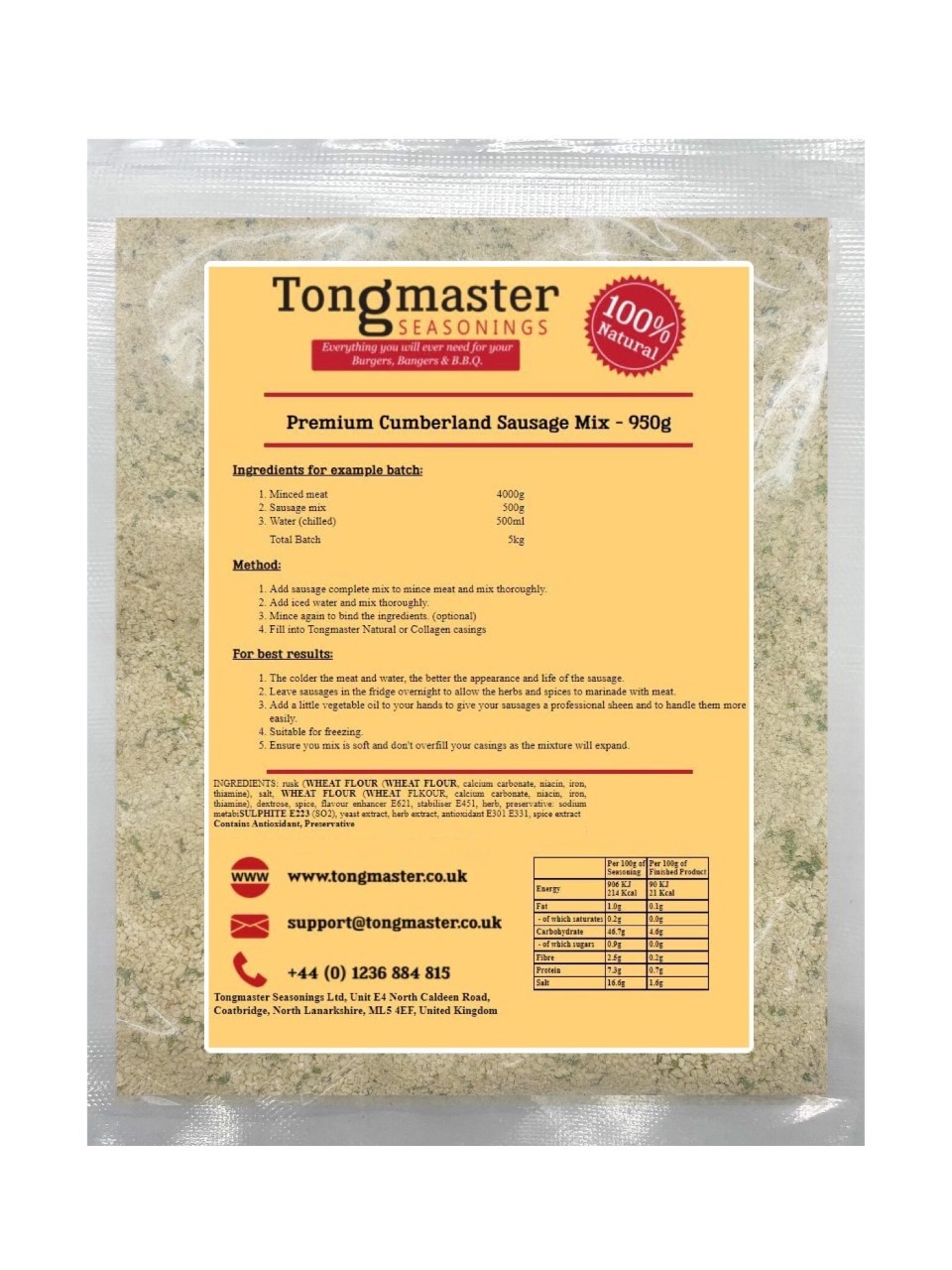 Premium Cumberland Sausage Complete Mix - 1kg