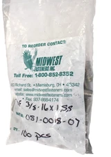 Lot of 100 Midwest Fasteners Screws Bolts 3/8"-16 x 1" Stainless Steel