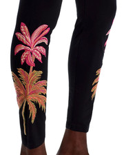 BNWT Johnny Was California Floral Embroidery Stretch Cotton Leggings Black L 115