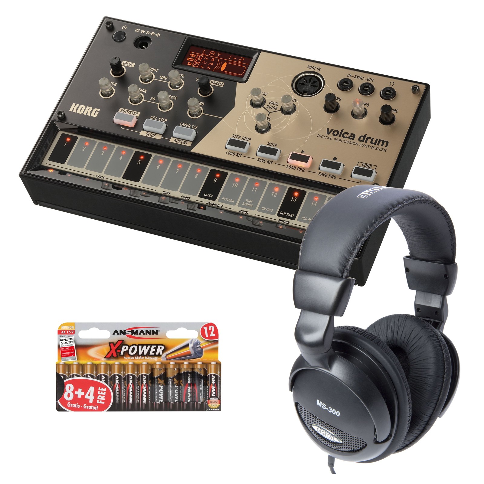 Набор ударных инструментов Korg volca + наушники - Синтезатор для детского набора