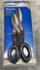 Jobsmart 2piece Aviation Snips one 10 inch & one 12 inch Shears non-slip handles