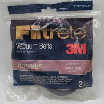 3M Filtrete Hoover Type 190 Hoover Agitator Vacuum Cleaner Belts (2) 40201190