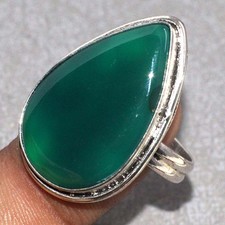 Green Onyx 925 Silver Plated Gemstone Ring Us 11 Aesthetic Jewellery JW