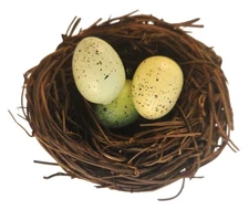 Small 3" Decorative Bird Nest With 3 Faux Speckled Eggs For Crafting & DIY Decor