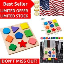 Interactive 9-Piece Wooden Shape Puzzle for Toddlers - Non-Toxic  Safe Play