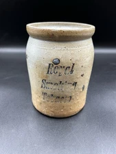 Antique Salt Glaze Stoneware Crock Royal Smoking Tobacco Rare Read
