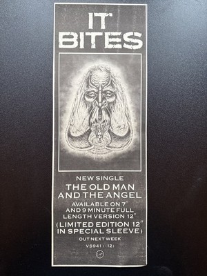 IT BITES - THE OLD MAN AND THE ANGEL  | 15X6'' 1987 PRESS ADVERT/POSTER