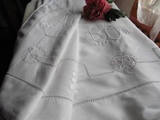 ANCIEN DRAP PUR LIN BLANC