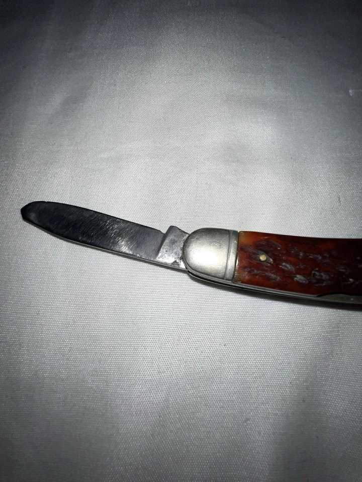 Navaja de Bolsillo Plegable Vintage Camillus 3 Hojas Nueva York, EE. UU. MANGO DAÑADO Foto 3 de 4
