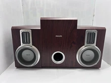 Philips Loud Speakers Pair MCD703, 2-Way Rosewood Bookshelf W/ Subwoofer 8 Ohms