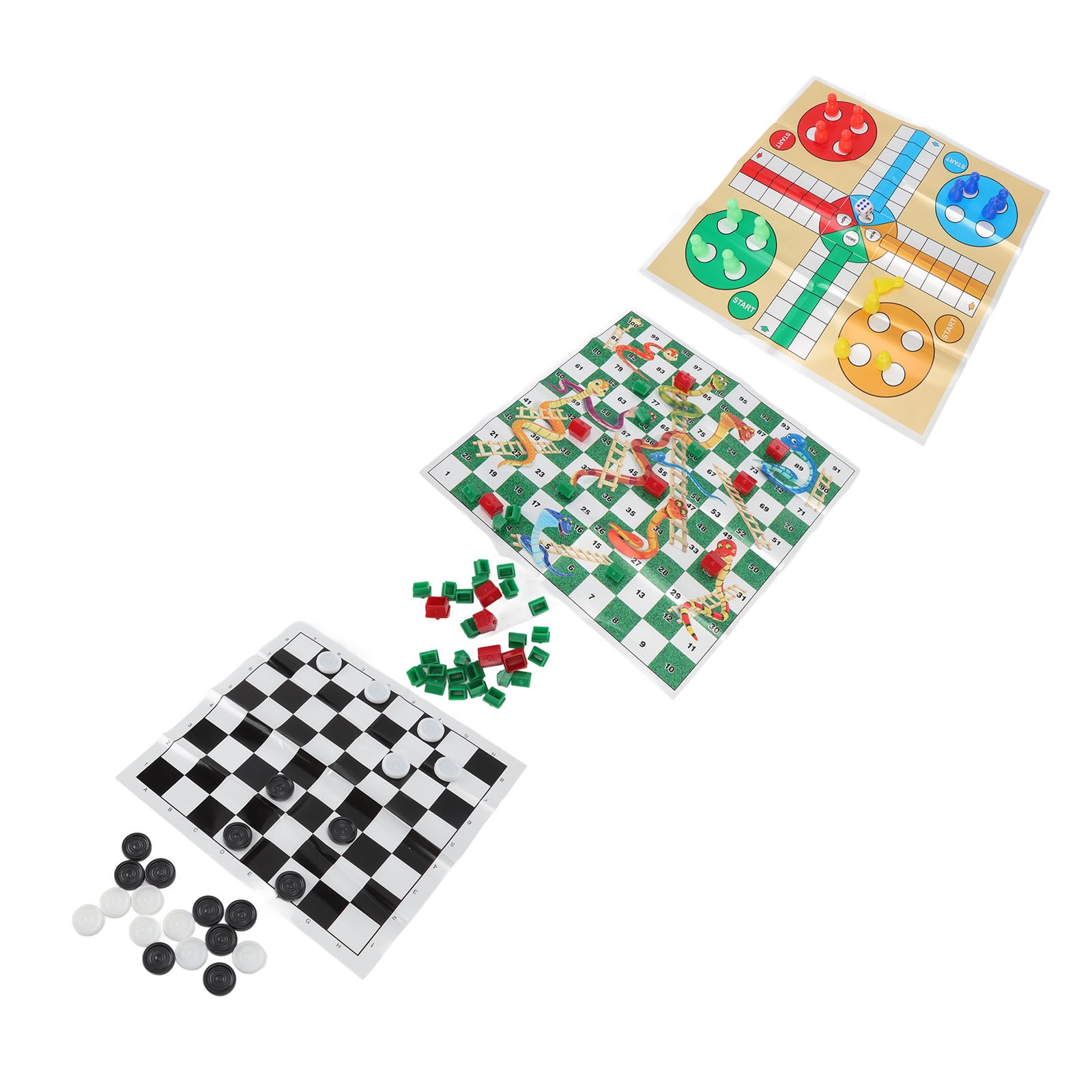 HOT 4 In 1 Board Games Set Clear Pattern Foldable Portable International Checker