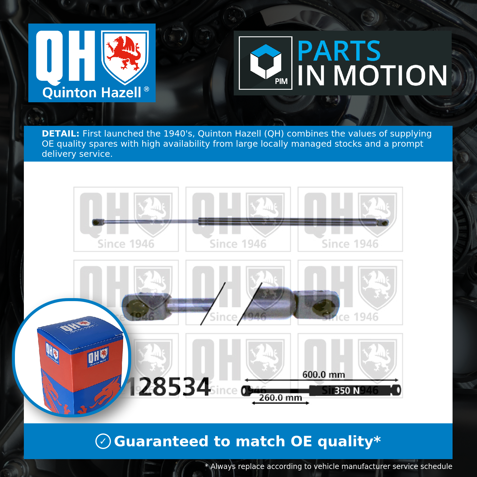 Boot Gas Strut QTS128534 Quinton Hazell Spring Lift Tailgate Rear 1C0827550A New