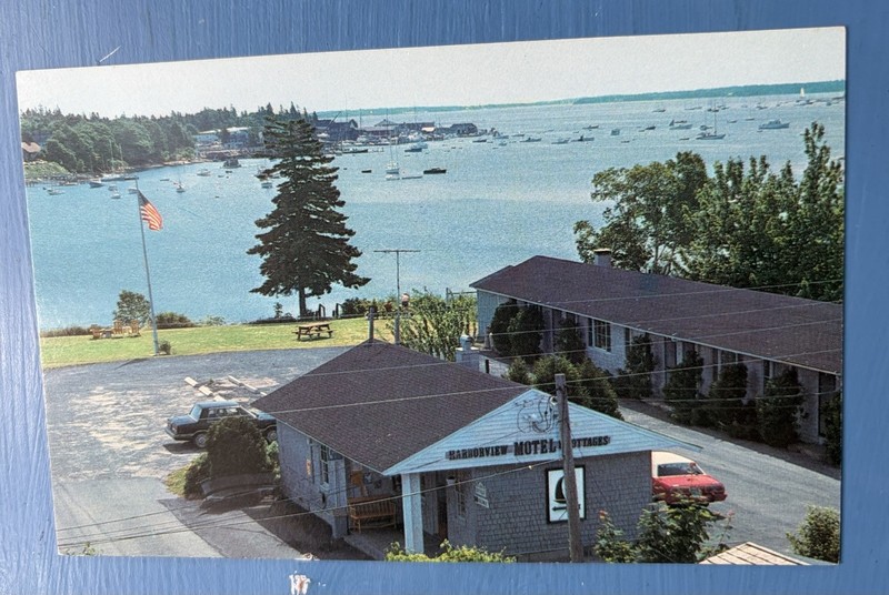 Harbor View Motel Southwest Harbor ME Postcard ~ Oceanfront - Aerial View