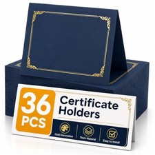 Packs Certificate Covers, 250gsm Navy Blue Diploma Holders with Gold Foil 36