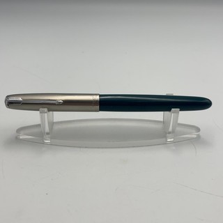 Pluma Estilográfica Parker 51 Azul Teal Barril Tono Plata Tapa Relleno Aerométrico