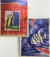 Paul Brent Set of 2 Saltwater Aspect of Water I Tropical Fish Art 24x32 Signed