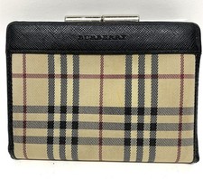 Burberry Nova Check Leather Wallet, Bi-fold Wallet with Clasp, Canvas