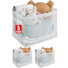 Large Storage Baskets for Shelves, Collapsible Storage Bins with 3 Pack Clear