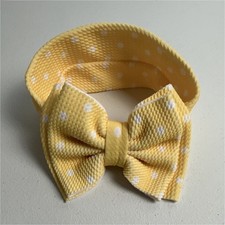 Girls Yellow/White Polka Dot Bow Fabric Stretch Headband, One Size