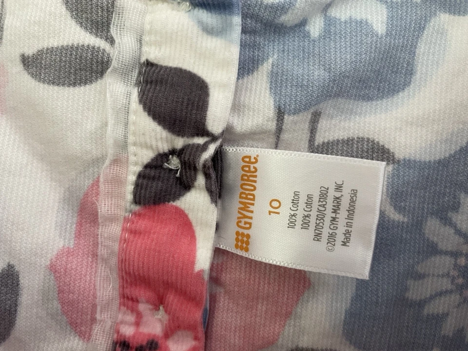 Gymboree Kid Girl Colorful Pink Floral Corduroy Pleated Long Sleeve Top White 10 - Image 2 of 4