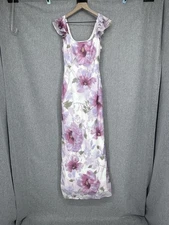 Hello Molly Dress Womens Small Purple Floral Maxi Ruffle Sleeve SOLD OUT NEW