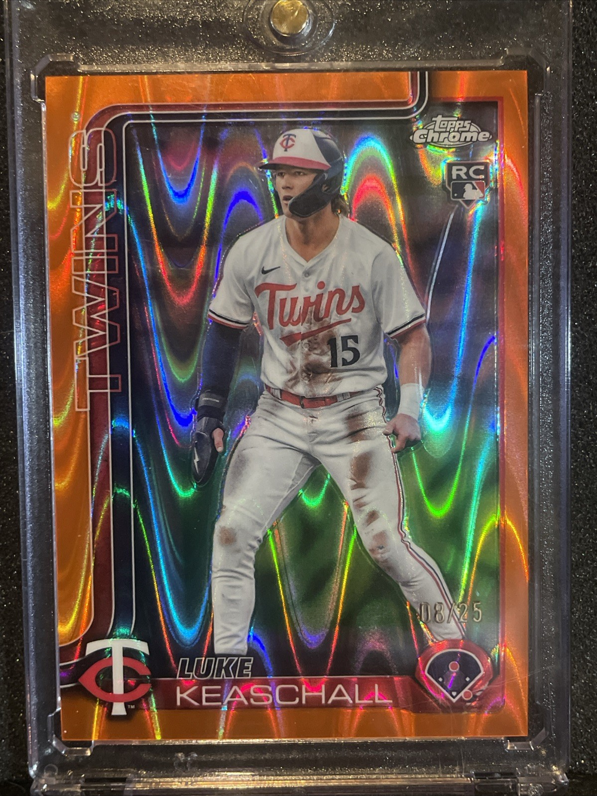 2025 Topps Chrome Update Luke Keaschall Orange Raywave Refractor /25 USC106