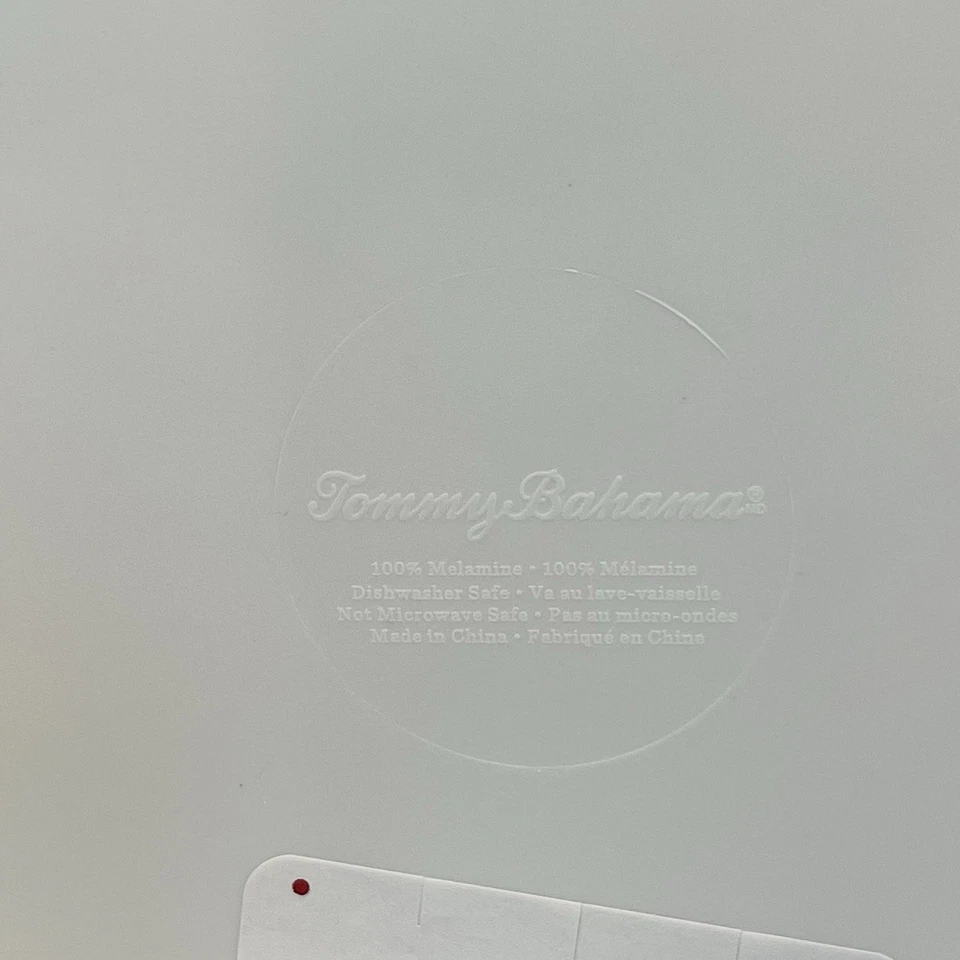 Tommy Bahama 4 Platos de Ensalada de Melamina 8.5” Azul y Blanco Palmera Costera NUEVO Foto 4 de 4