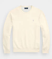 125 NWT Polo Ralph Lauren Mesh-Knit Cotton Crewneck Sweater ivory XL