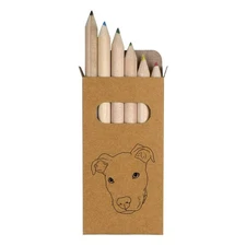 6 x 'Pit Bull Terrier' Short 85mm Pencils / Coloured Pencil Set (PE00070866)