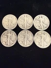 1935 Walking Liberty Half Dollar 50c 90% Silver 6 Coin lot