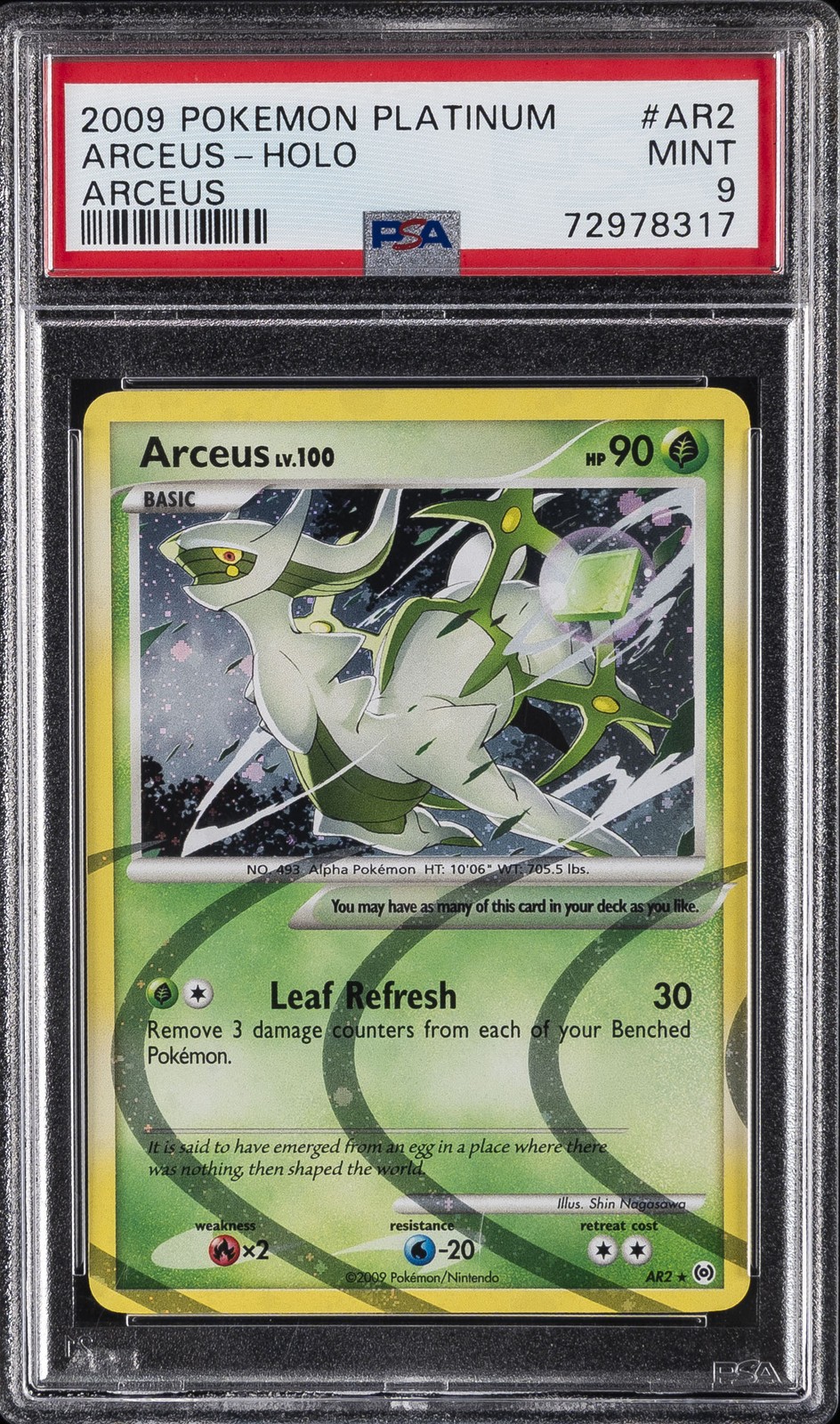 2009 POKEMON PLATINUM ARCEUS #AR2 ARCEUS-HOLO PSA 9